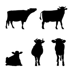 Set of Cow Silhouettes