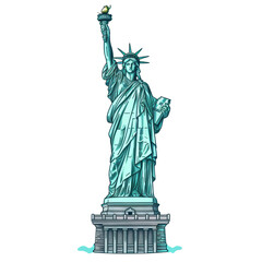 Fototapeta premium Illustration of the Statue of Liberty, located in New York Harbor, symbolizing freedom and democracy. Iconic American landmark.