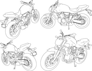 Vector illustration sketch of a male style big motorbike design for drag race