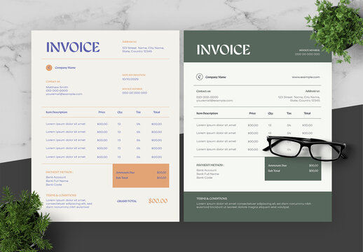 Blue And Green Business Invoice