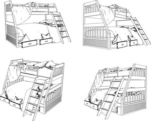 Vector illustration sketch of bedroom interior design for children