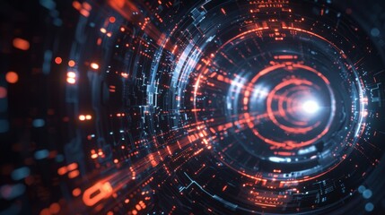 A digital technological background with flowing lines and light points, suggesting concepts like connectivity, network, and cyber technology