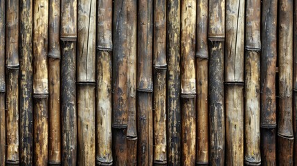 Fototapeta premium Texture background of an aged bamboo fence design