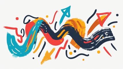 Artistic creation with vivid paint strokes and geometric shapes on a white background, evoking a sense of movement and energy