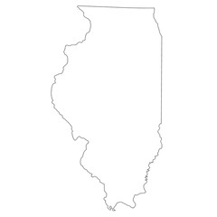 High detailed Illinois illustration map - outline Illinois State Map