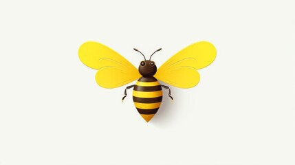 A bright, high-resolution cartoon illustration of a bee with a simple and clean white background