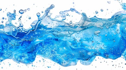 This vibrant image feature a chaotic water splash filled with bubbles, emphasizing energy and refreshment