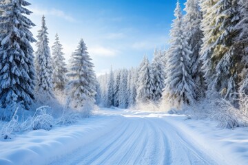 Forest snow landscape mountain.