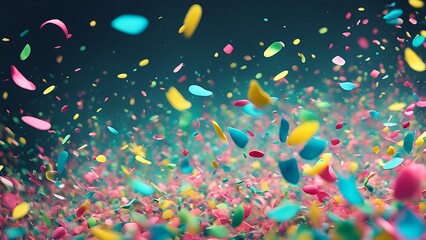 Vibrant Confetti Explosion: Artistic Celebration Scene with Dynamic Colors