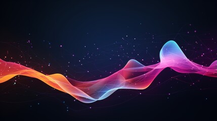 A captivating visual of dynamic abstract waves in spectrum colors on a dark background, perfect for digital design themes