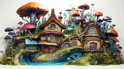 Naklejka premium Gnome artists painting colorful murals on the walls of their tiny homes, each stroke infused with creativity and joy. 3d render cartoons character, full body, Isolate on white background, Center