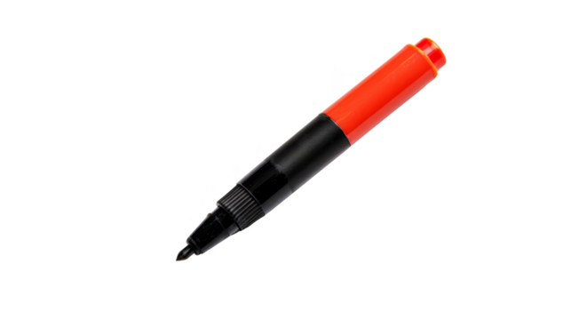 Orange and black marker pen with a fine tip, isolated on a white background. Perfect for office, school, and artistic use.
