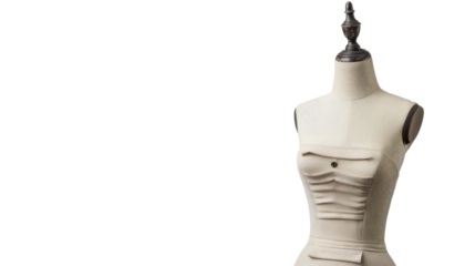 Vintage dressmaker mannequin on black background, perfect for fashion design, sewing, and tailor stock photos.