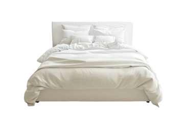 A cozy, neatly made white bed with multiple pillows, providing a comfortable and inviting space to relax and sleep.