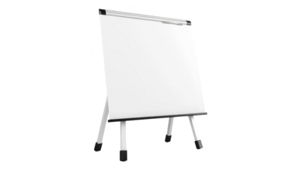 Blank whiteboard on a stand, perfect for presentations, planning, and brainstorming sessions in office and educational environments.