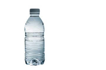 Clear plastic water bottle with screw cap, isolated on white background. Clean, transparent, and simple. Perfect for hydration and refreshment.