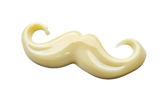 Creamy milk mustache on white background, isolated. Fun and quirky dairy product concept, perfect for branding or graphic design.