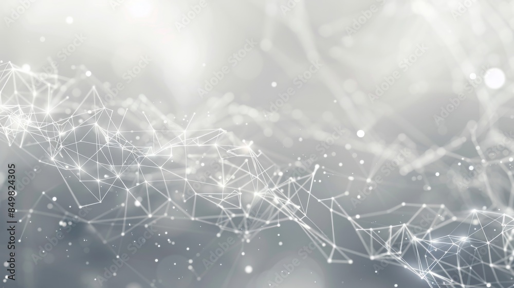 Wall mural a digital illustration with nodes and lines forming a network with bokeh effects, giving a tech feel