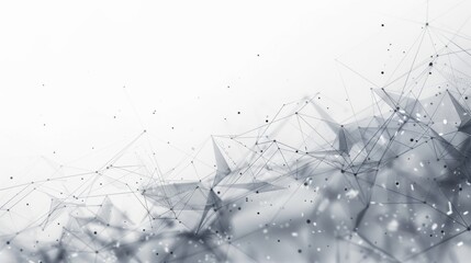 Monochrome image featuring an abstract digital network structure with dust particles floating