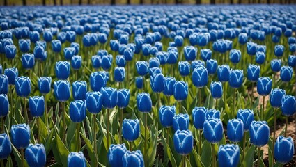 Fototapeta premium field of blue tulips