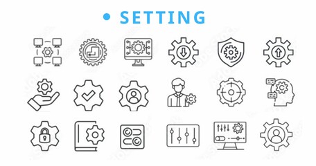 Setting Setup Line Editable Icons set. Vector illustration in modern thin line style of technology related icons parameters
