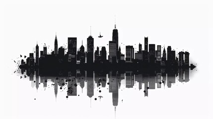 Obraz premium cityscape, vector icon, black silhouette on white background which is very beautiful