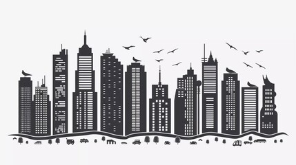 Fototapeta premium cityscape, vector icon, black silhouette on white background which is very beautiful