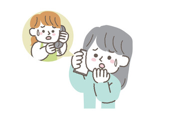 
保育園から連絡を受けた母親のイラスト
