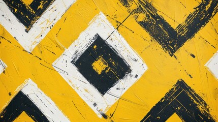 Fototapeta premium Geometric Diamond Pattern in Yellow with White and Black Touches Perfect for Contemporary Backdrops