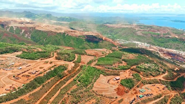 Strip mining for Nickel in Taganito in Claver in the Philippines. 
