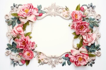 Floral vintage ornament frame flower pattern plant.