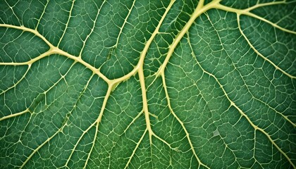 Obraz premium Tight close-up photograph emphasizing the intricate vein network and the rich, multilayered texture of a verdant green leaf