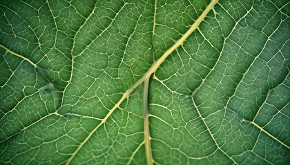 Obraz premium Tight close-up photograph emphasizing the intricate vein network and the rich, multilayered texture of a verdant green leaf