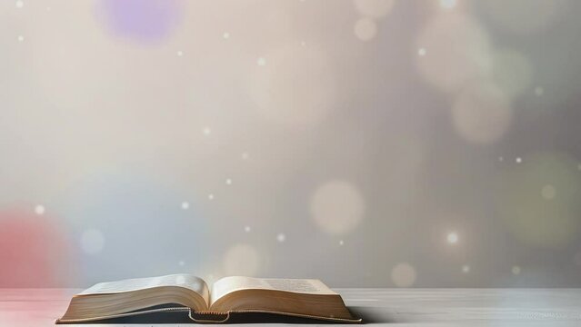 Half Open Book with Blank Background. High-Resolution. Wide Copy Space. High quality. moving picture. 8K