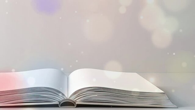 Half Open Book with Blank Background. High-Resolution. Wide Copy Space. High quality. moving picture. 8K
