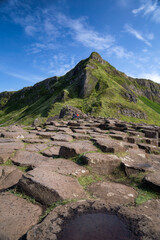 Large interlocking basalt columns at the Giant's Causeway on the North Antrim coast of Norther Ireland, United Kingdom