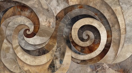 Abstract Stone Spiral Design With Cracked Texture