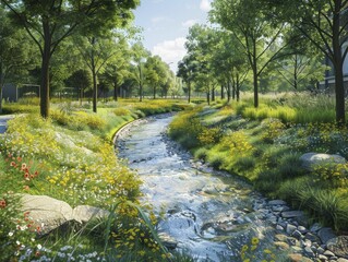 Obraz premium Develop stream trails to improve urban landscapes and encourage adventure.