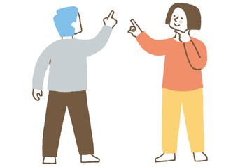 A man and a woman pointing to a certain place and thinking _Color