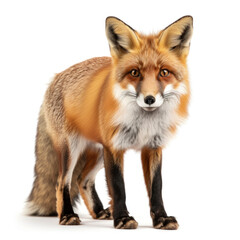 Obraz premium Realistic portrait of a red fox, capturing its alert expression and vibrant fur detail.