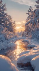 The picturesque and tranquil beauty of a snow-covered landscape