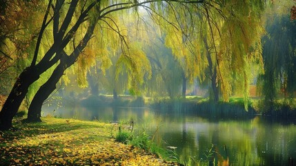 Fototapeta premium Poplar and willow trees description