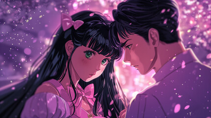 anime style lover couple wallpaper
