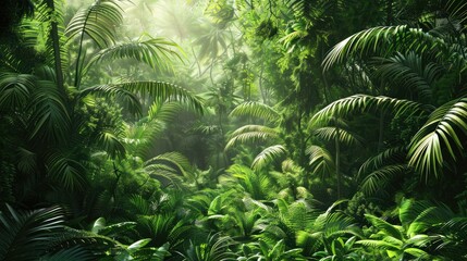 Lush Tropical Forest in Summer AI generated