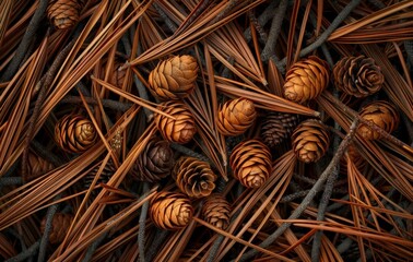 A pile of brown pine cones