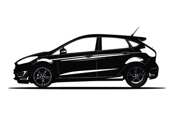 Obraz premium Compact car graphic silhouette vector