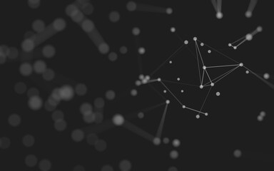 Abstract background. Molecules technology with polygonal shapes, connecting dots and lines. Connection structure. Big data visualization.