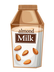 Almond Milk in bottle, non-dairy drink, isolated