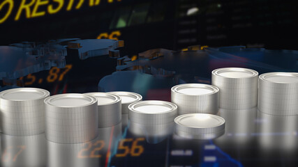 The coins on Chart background for Business concept 3d rendering © niphon