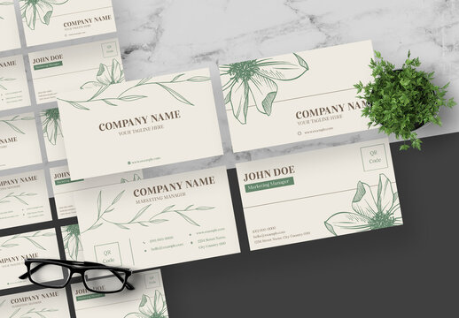 Green And Beige Creative Business Card